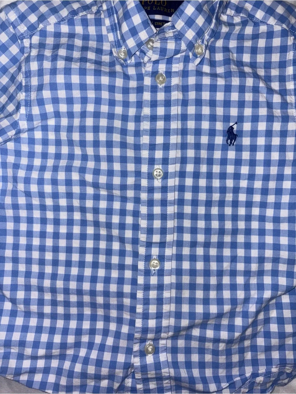 Kids Ralph Lauren Blue and White Gingham Short-Sleeve Button-Down Shirt